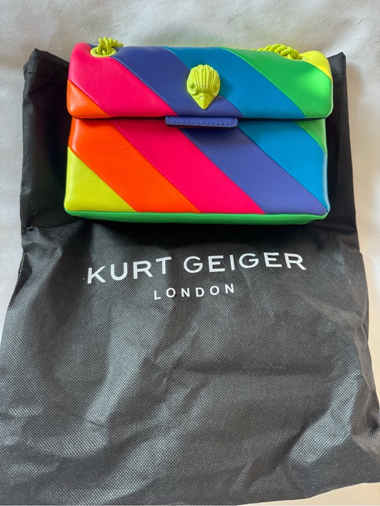 Kurt Geiger Handbags - Kurt Geiger Rainbow Striped Leather Crossbody Bag in Neon Colors